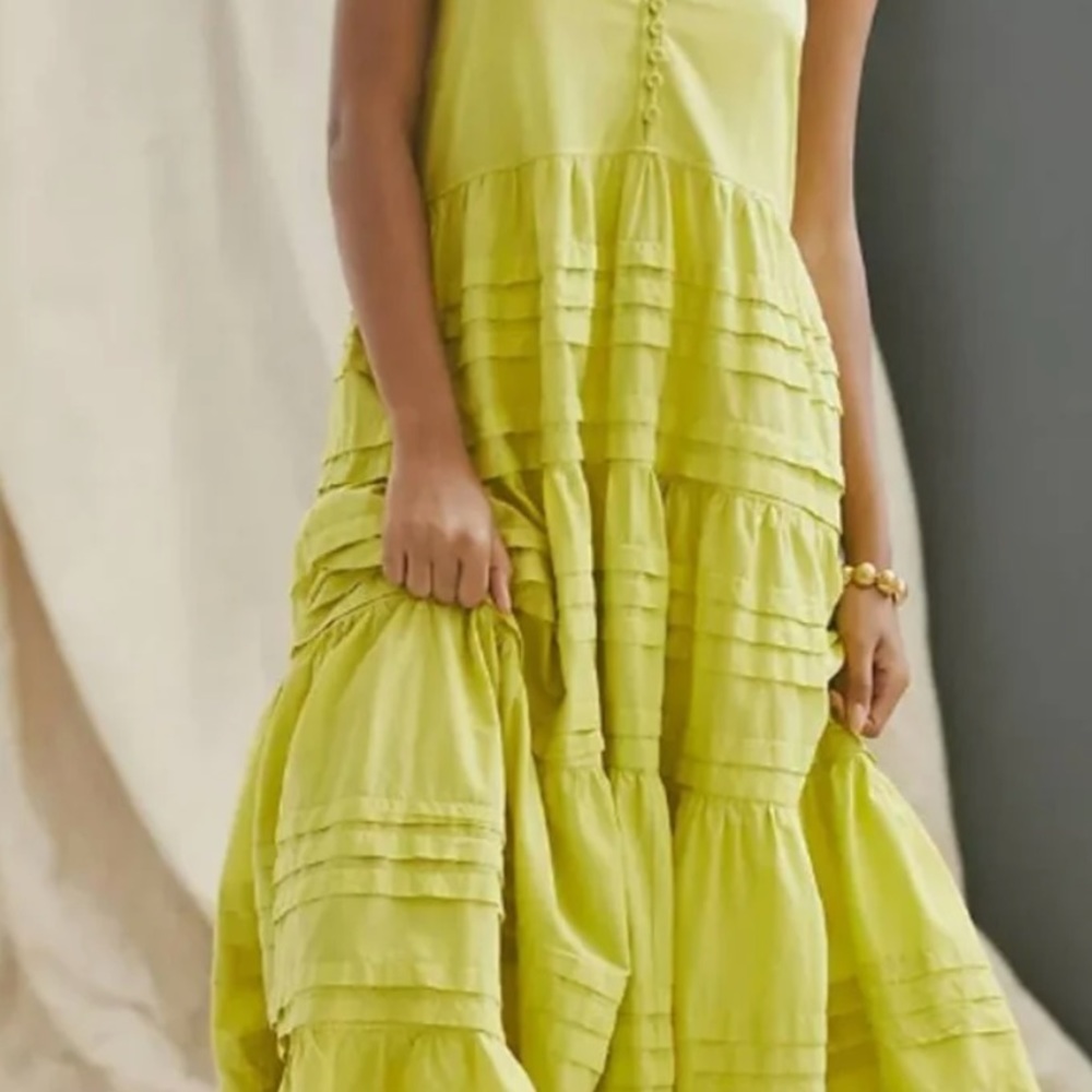 Anthropologie x Devotion Twins Tiered Midi Sleeveless Dress Size Medium